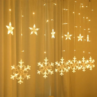 LED lysgardin med stjerner og snefnug